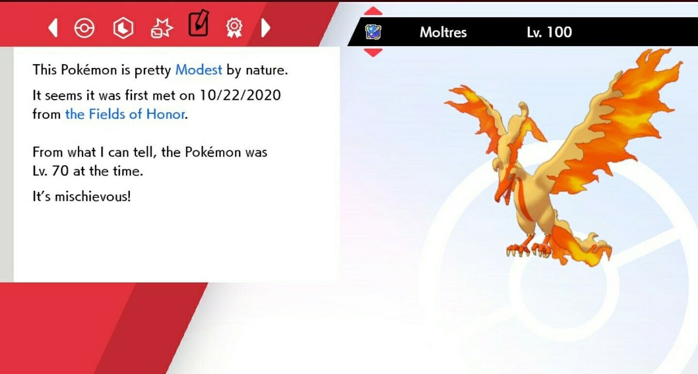 ✨Shiny✨ Moltres Galar For Pokémon Sword & Shield