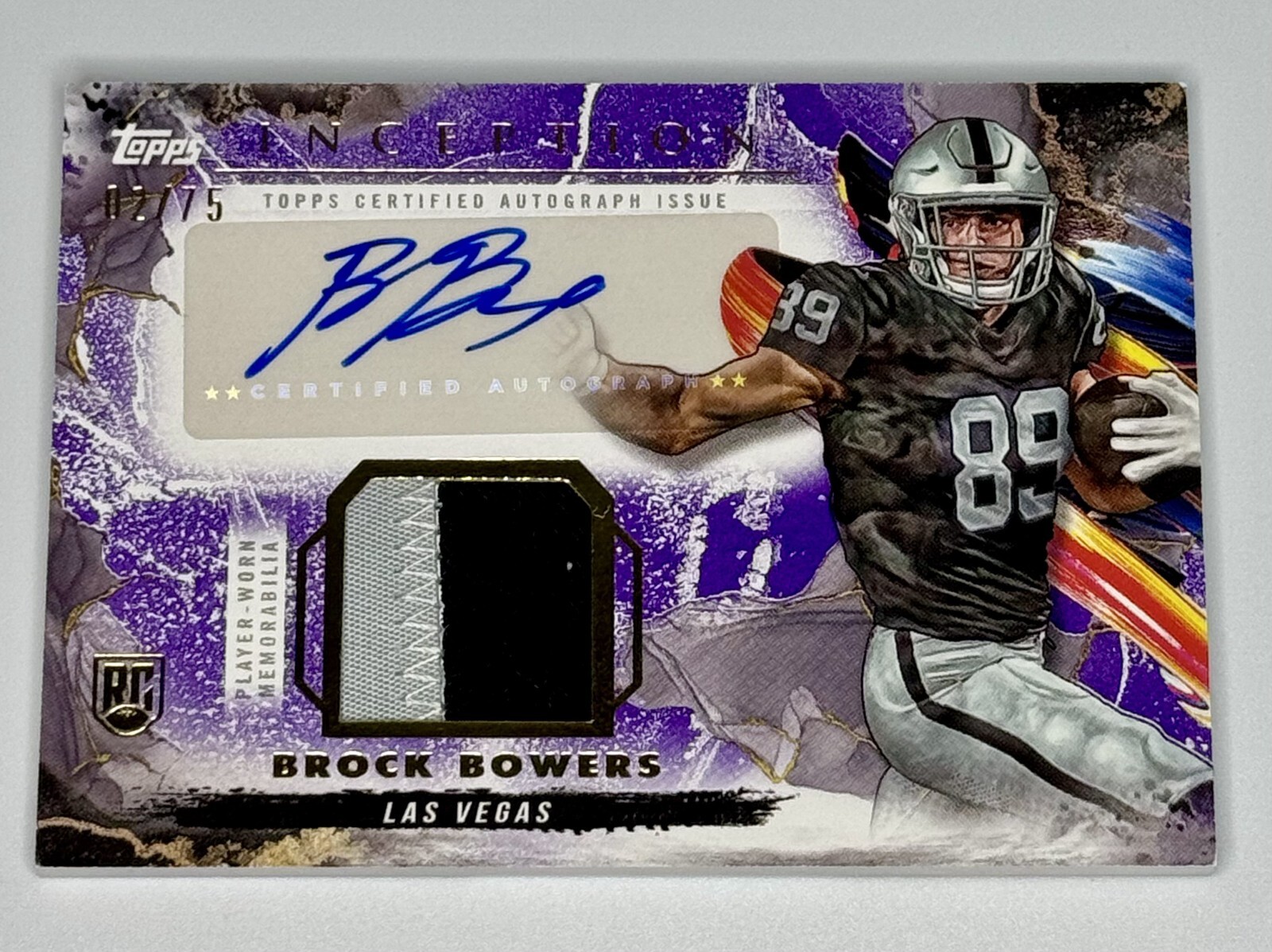 2024 Topps Inception - Brock Bowers - Provenance Patch AUTO /75 (RC)