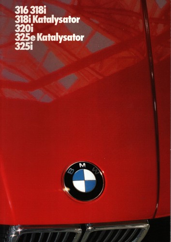 Prospekt BMW 3er Reihe 316 318i 320i 325i + Katalysator von 2. 1985