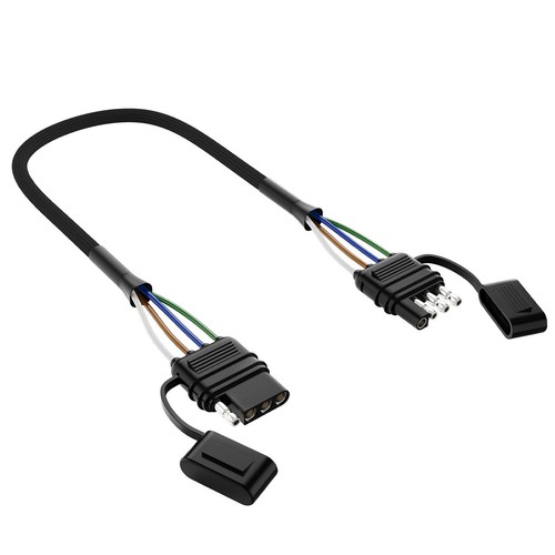 16 AWG 4 Way Flat Trailer Extension Cable, 12" Wire Harness for Vehicle Trailer - 第 1/23 張圖片