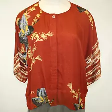 Citron Plus Clothing Art To Wear Fall Winter 100% Silk Butterflies Blouse 3X
