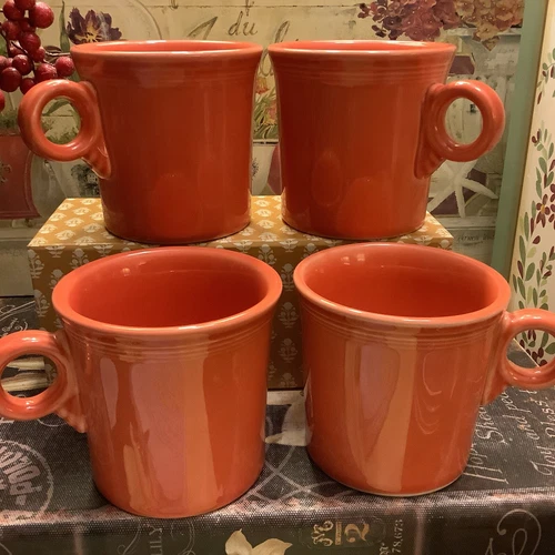 (4) Fiesta/Fiestaware~PERSIMMON~Ring Handle Mugs~8 Oz~FREE SHIPPING 🧡~