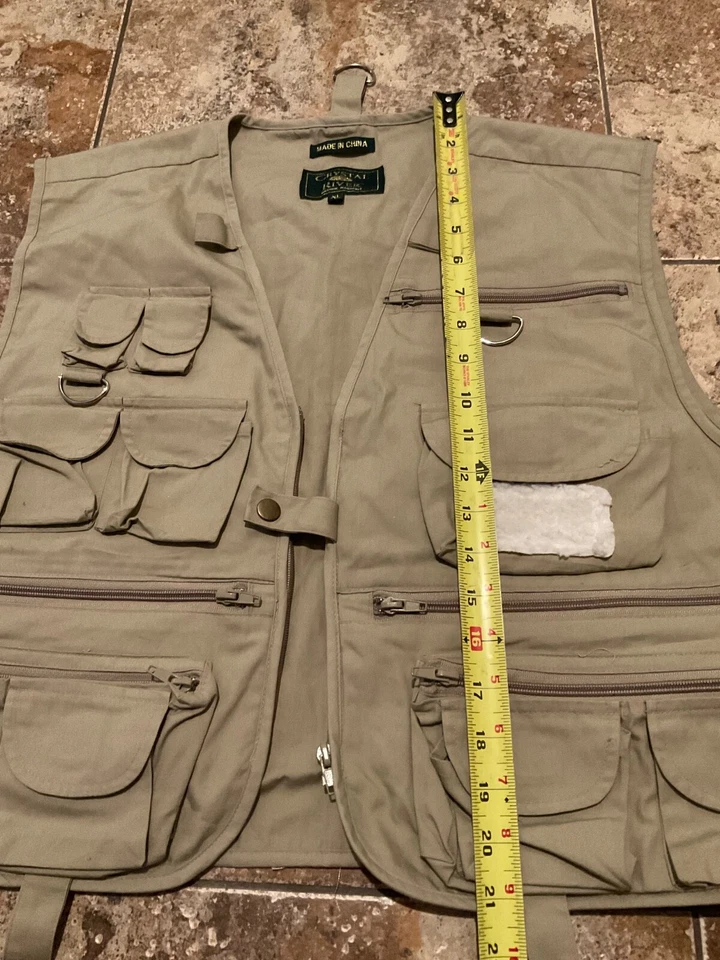 CHALECO RÍO PESCA CRISTAL RIVER LONA CAQUI (HOMBRE XL) USADO Foto 3 de 4