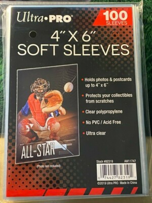  Ultra Pro 4'' x 6'' Soft Sleeves (100) Ultra Clear NEW