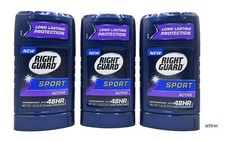 Right Guard Sport Active Anti-Perspirant Deodorant 1.8 oz Solid Lot of 3