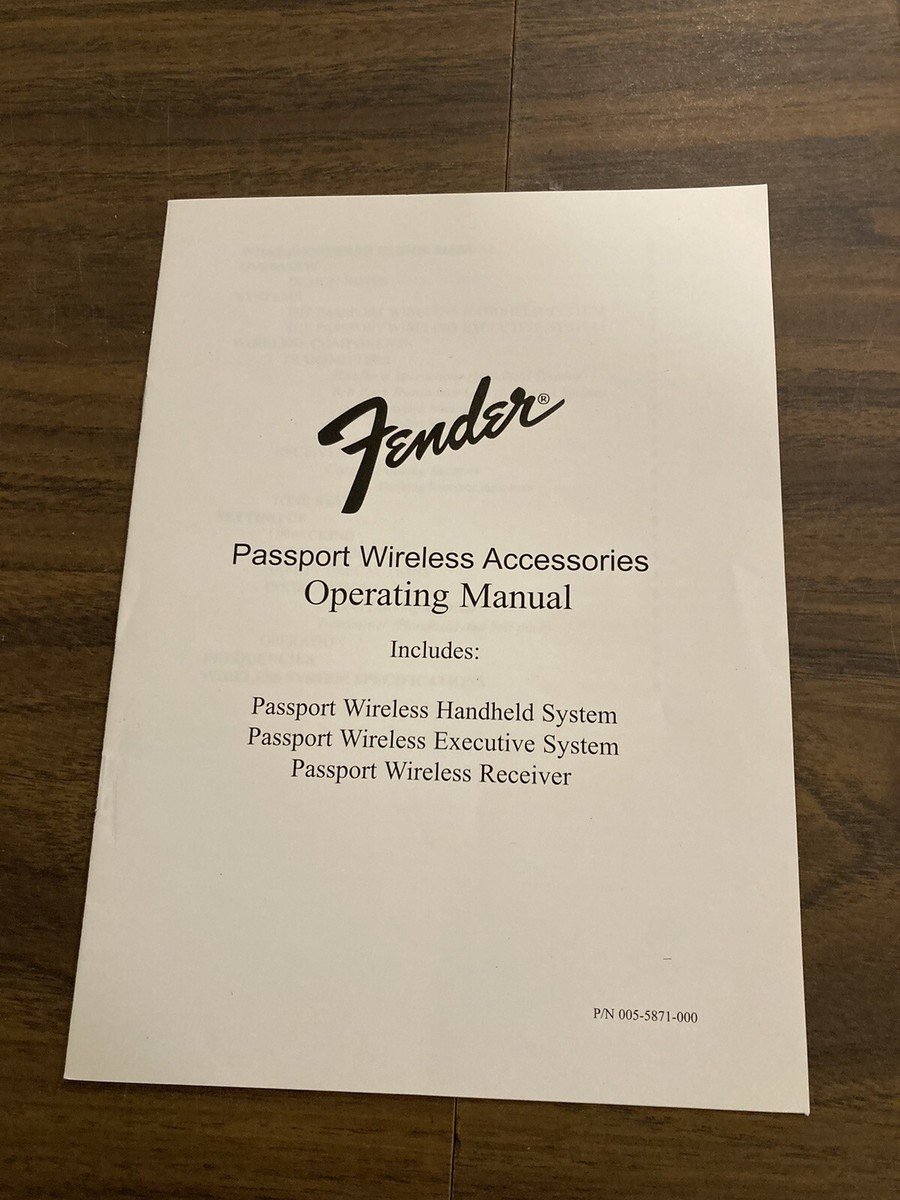 Fender Passport PD-150 and wireless accessories instruction Manual