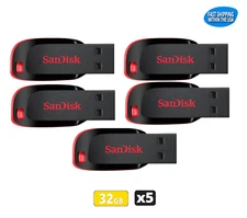 SanDisk Cruzer Blade 32GB USB 2.0 Flash Drive Thumb Drive Pen Drive (5 Pack)