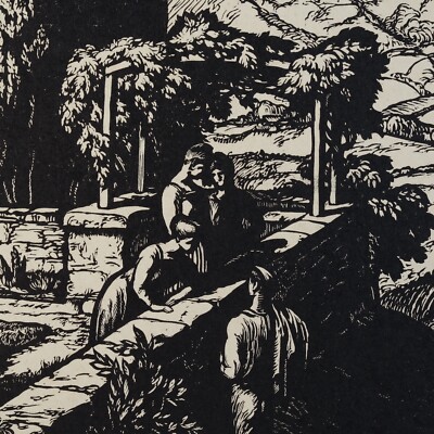 Gravur Jean Batiste Vettiner (1871-1935) Zypressenholz Gravur
