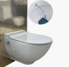 DUSCH WC Wand Hänge THOR Spülrandloses Taharet  integr. Armatur Bidet mit Deckel