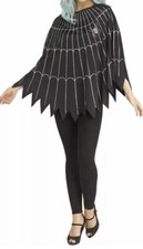 Spiderweb Adult Halloween Costume Accessory Easy Top Silver One Size Poncho NEW