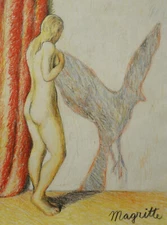 Fine unique drawing – Surreal composition study, signed Rene Magritte, w COA