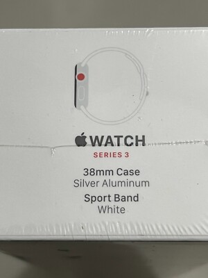 Apple Smart Watch 3 38mm Silver Al Case White Sport Band MTGG2LLA