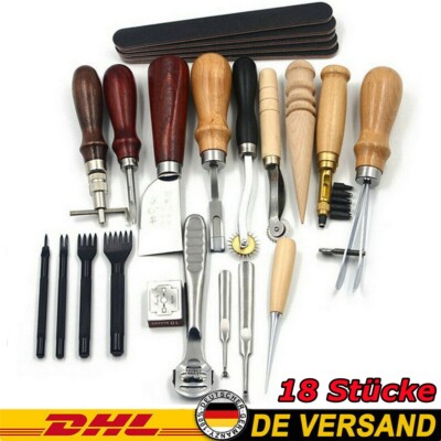 Lederwerkzeug Set Lederbearbeitung Werkzeug Stitching Lederhobel Polsternadel DE