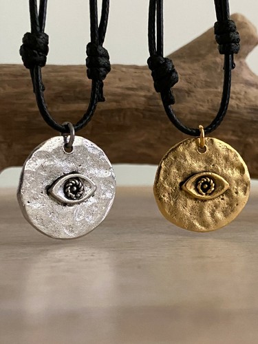 Silver Evil Eye Necklace Mens Protection Pendant Unisex Women Good Luck Gift - Picture 7 of 11