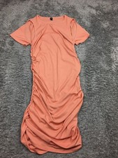 Shein Curve Dress Womens Size 2XL Peach Pink Orange Sheath Open Shoulder Chest