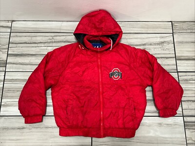 VTG Fans Gear Ohio State Mens Hooded Puffer Coat Large Red