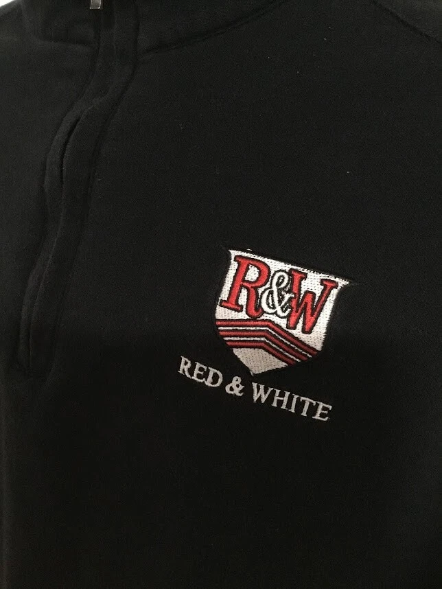 Pullover Port Authority Para Hombre 1/4 Cremallera "R&W Rojo y Blanco" Negro Talla S Pequeño Foto 3 de 4