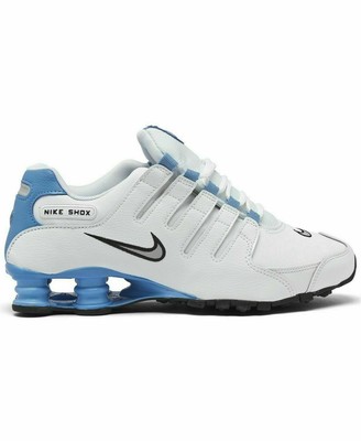 blue and white nike shox