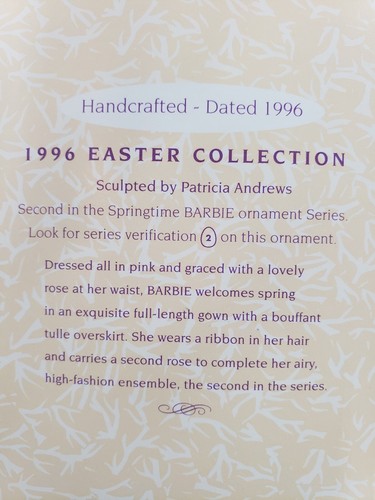 Hallmark 1996 Springtime Barbie Easter Ornament Keepsake 2nd Series OVP - Bild 4 von 8