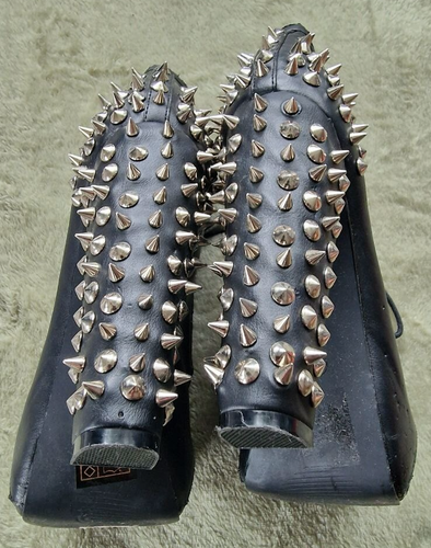 Spiked High Heels / Ankle Boots – Schwarz mit Nieten – Gr. 38 (UK 5) – Rock Punk - Bild 5 von 6