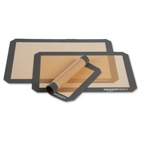 Amazon Basics Rechteckige Silikon Backmatte 3Er Set Braun/Schwarz