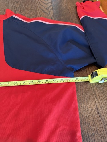 FootJoy FJ Golf Pullover Jacket Large Red Navy Half Zip Windbreaker - Picture 8 of 9