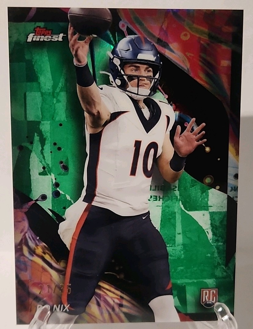 2024 Topps Finest - Uncommon Bo Nix #163 Green Refractor /35 (RC)