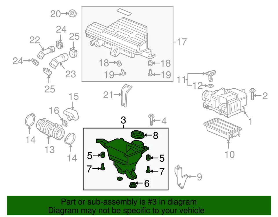 Подлинный Honda 2017-2022 Honda CR-V — набор чехлов воздухоочиститель 17201-5PA-A00 - Изображение 2 из 3