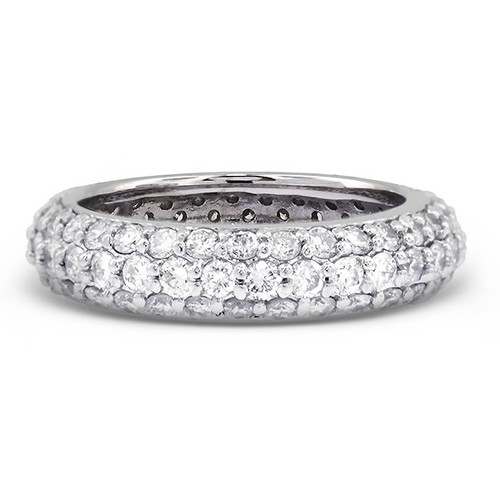 2 Carat F SI1 Round Cut Earth Mined Certified Diamonds 14k Gold Eternity Ring - Picture 5 of 10