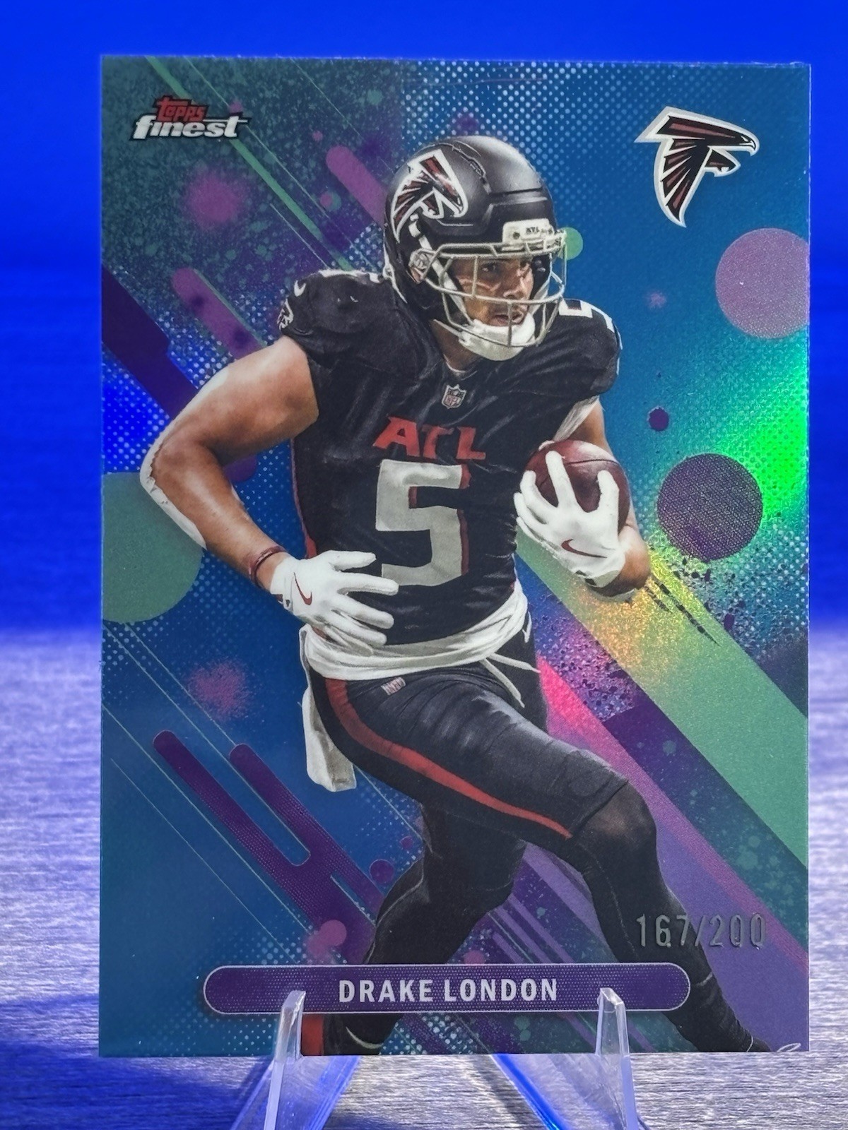 DRAKE LONDON 2025 Topps Finest Sky Blue Refractor 17/200 #81 Falcons 