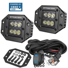 2x 5 120w Flush Mount Cree Led Light Bar Offroad Driving Pods Rock Switch Wire