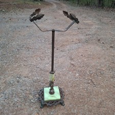 ANTIQUE URANIUM FISH BOWL TANK HOLDER STAND CAST IRON GLASS ART DECO Base