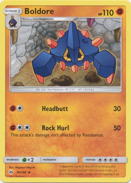 Boldore - 70/149 - Uncommon (Hp) Sun and Moon Base Set - Fighting Pokémon