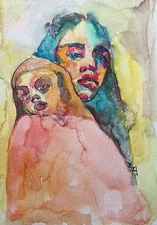 Original unique abstract figurative portrait portrait watercolor watercolor picture