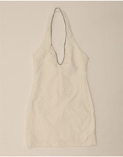 ZARA Womens Halter Dress UK 8 Small White Polyester DG49