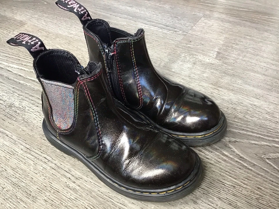 Botas Dr Martens Docs 2976 J Niños Negro Charol Cremallera Lateral Talla 11 Foto 2 de 4