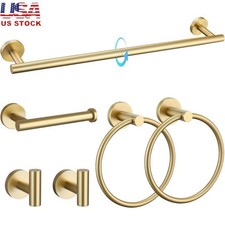 6 Piece Stainless Steel Bathroom Towel Bar Set Wall Mounted Accessories Kit New