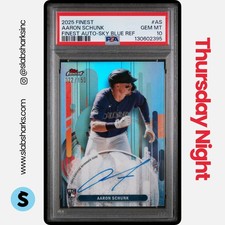 2025 TOPPS FINEST #FA-AS AARON SCHUNK AUTO SKY BLUE REFRACTOR RC /150 PSA 10
