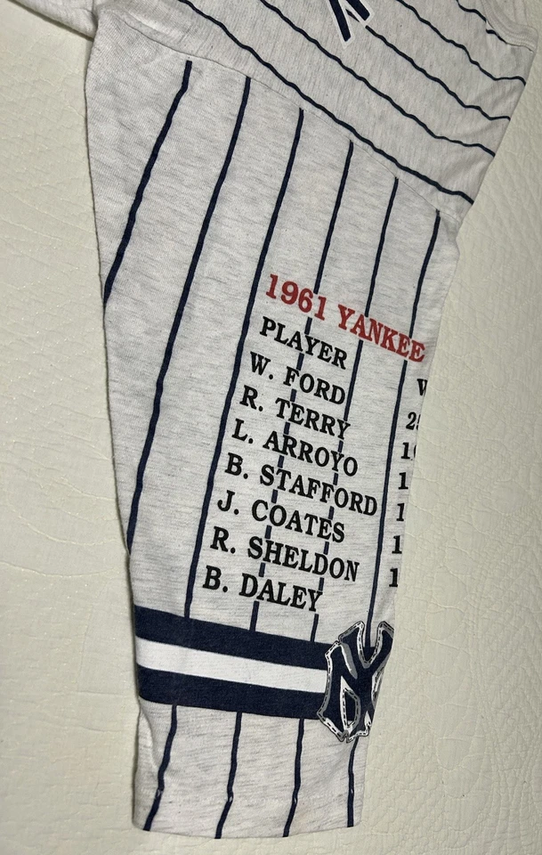 Camisa vintage Long Gone New York Yankees 1961 campeones puntada única AOP XL Foto 3 de 4