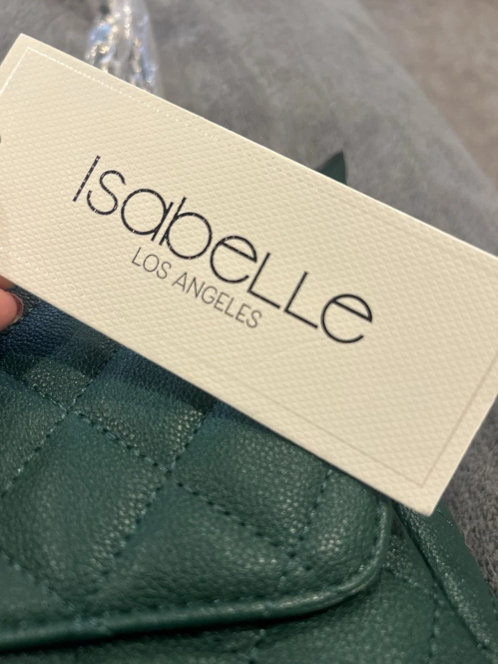 Cartera Bandolera Isabelle Los Angeles Acolchada Cuero Vegano Verde Nueva con Etiquetas Foto 3 de 4