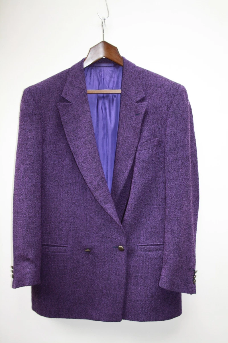 CLASSIC VERSACE V2 COLLECTION MENS PURPLE  WOOL BOUCLE BLAZER JACKET, 38 REG