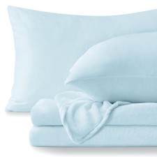 Flannel Sheets King Size Blue - Super Soft Fleece Sheets Set Fluffy Extra Plu...