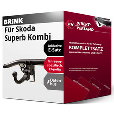 Für Superb Kombi II 3T5 (Brink) Anhängerkupplung abnehmbar + E-Satz 13pol