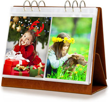Double-Side Displaying 4X6 Flip Photo Album on Stand Vertical Family Photo Album