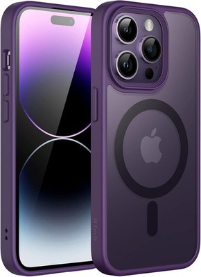 JETech Magnetische Hülle iPhone 14 Pro 6,1'' Dünn Stoßfest Matt Dunkellila