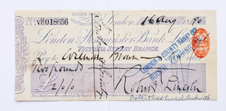 Robert Todd Lincoln Signed Check 1890 Eldest Son of Abraham Lincoln