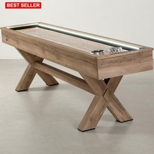 Shuffleboard Table Buffet Modern Style Light Up Rails White Oak Laminate 108 In
