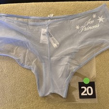 Pink By Victoria  s Secret Large Light Blue Sheer Mesh Cheeky Panties