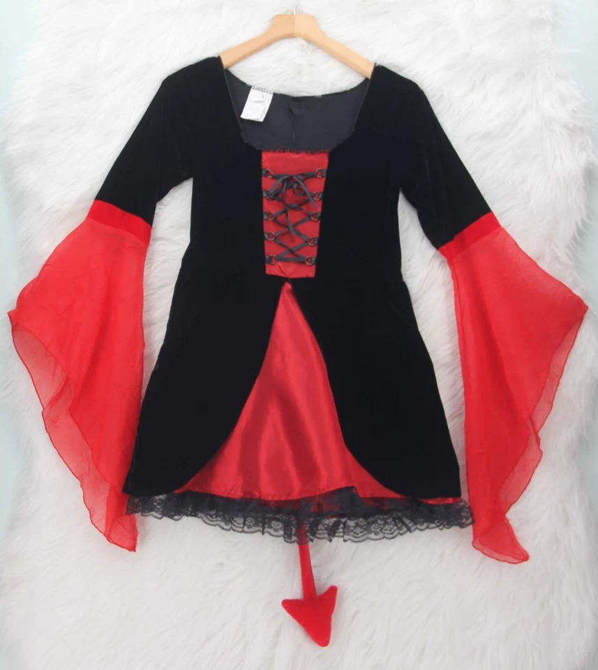 Сексуальный красный дьявол она дьявол 2шт комплект обруч для волос платье S-M костюм черный красный #125 - Изображение 2 из 4