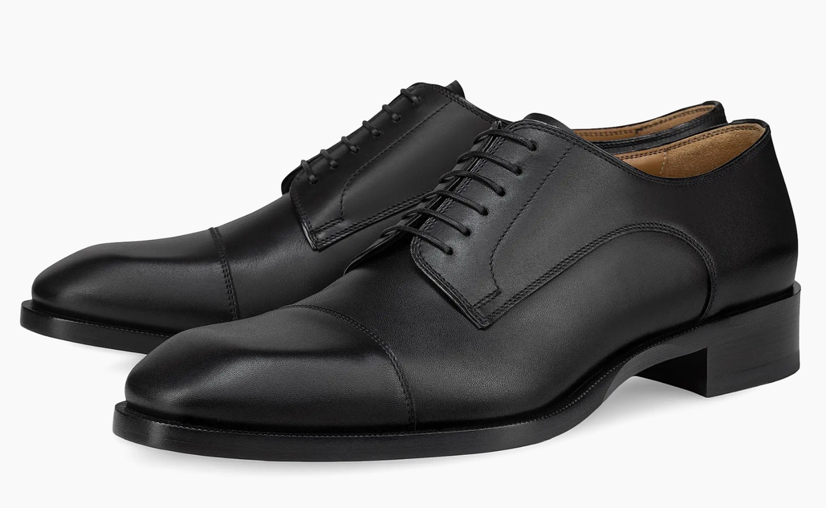 Christian Louboutin Cortomale Flat Black Leather Dress Oxford